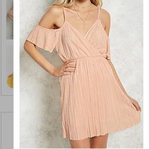 Pleated Open-Shoulder Dress